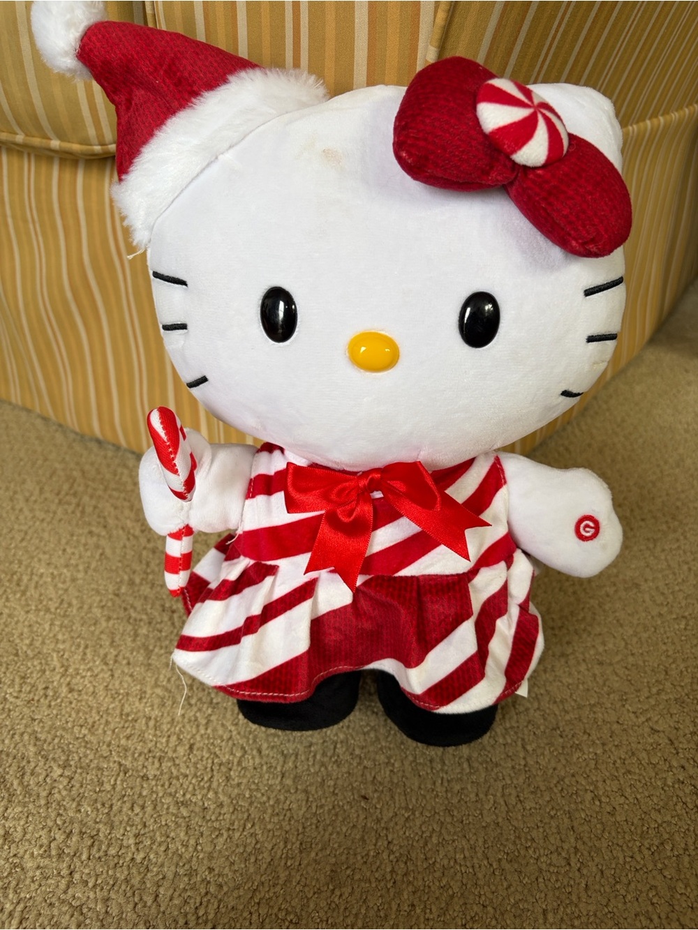 Hello Kitty Red & White Candy Cane Holiday Plush